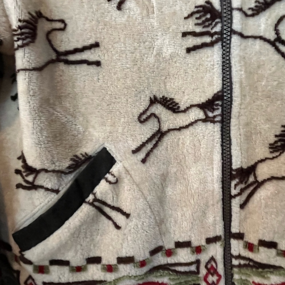Tsunami primitive horse western pattern equestrian fleece zip jacket - Picture 5 of 7